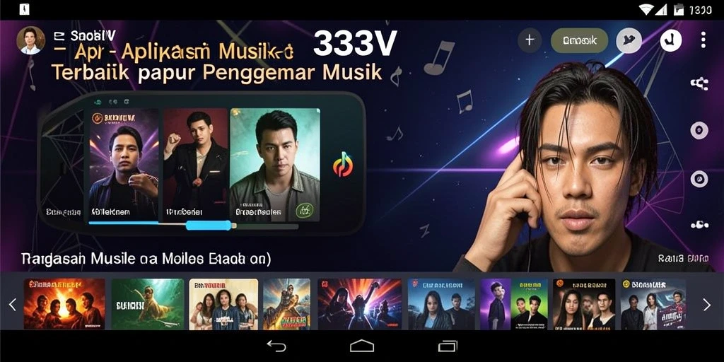 Tampilan gameplay interaktif untuk aplikasi musik 333V.