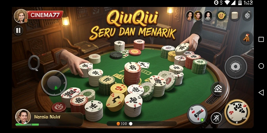 Tampilan gameplay seru saat bermain QiuQiu di CINEMA77.