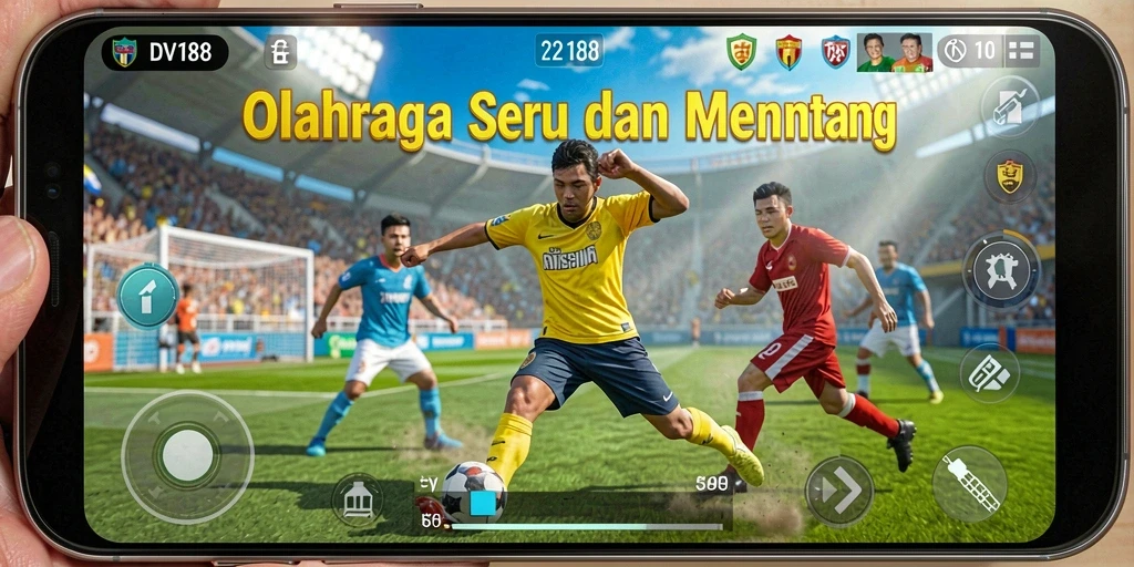 Tangkapan layar gameplay DV188 menampilkan aksi olahraga yang mendebarkan.