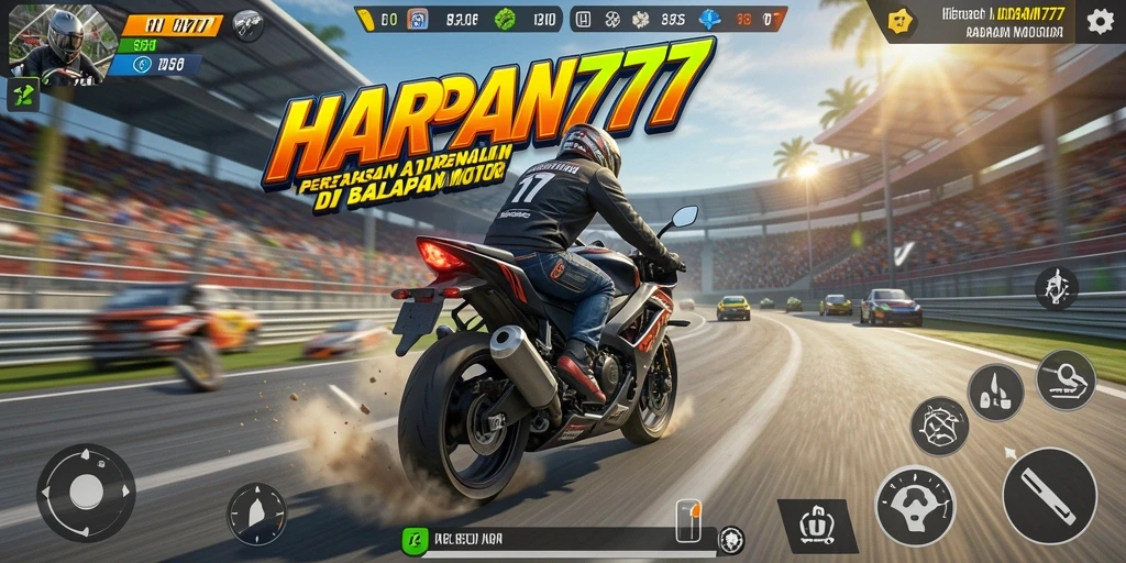 Gameplay mendebarkan dari HARAPAN777 saat balapan motor.