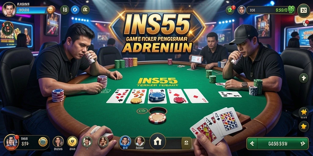 Tampilan gameplay seru di INS55 dengan suasana Poker yang mendebarkan.