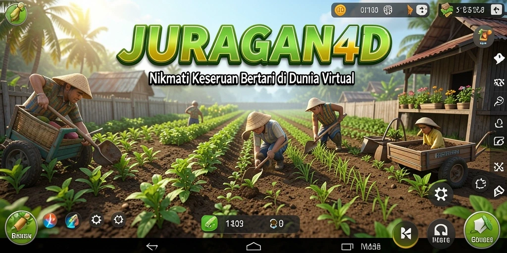 Tampilan gameplay JURAGAN4D dengan aktivitas pertanian yang seru.