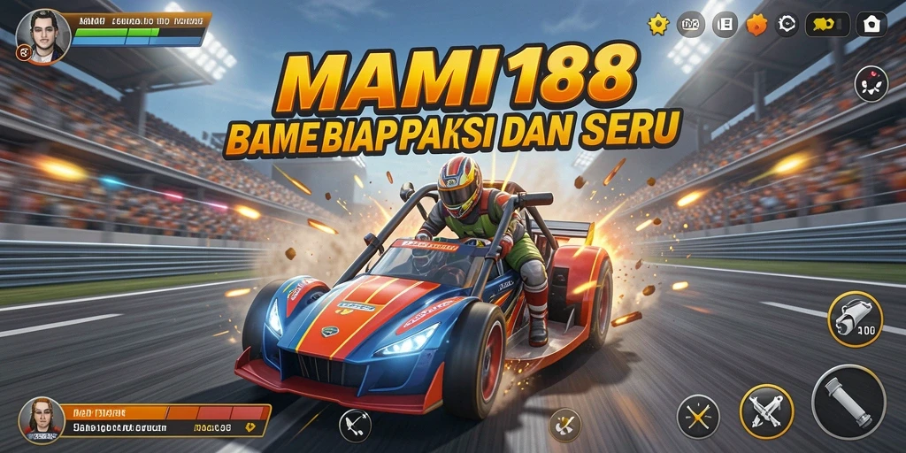 Tampilan gameplay MAMI188 dengan mobil balap yang melaju kencang.
