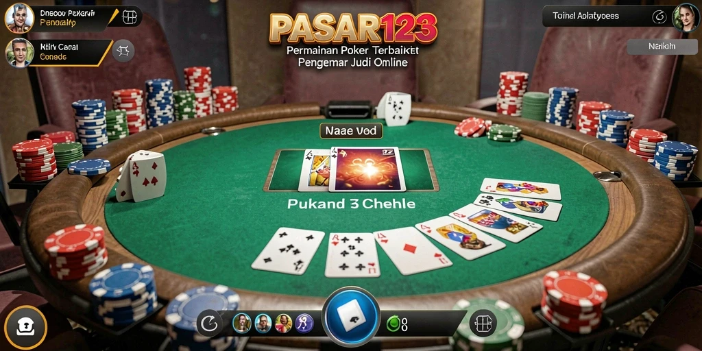 Screenshot utama PASAR123 menampilkan gameplay Poker yang menegangkan dan menarik.