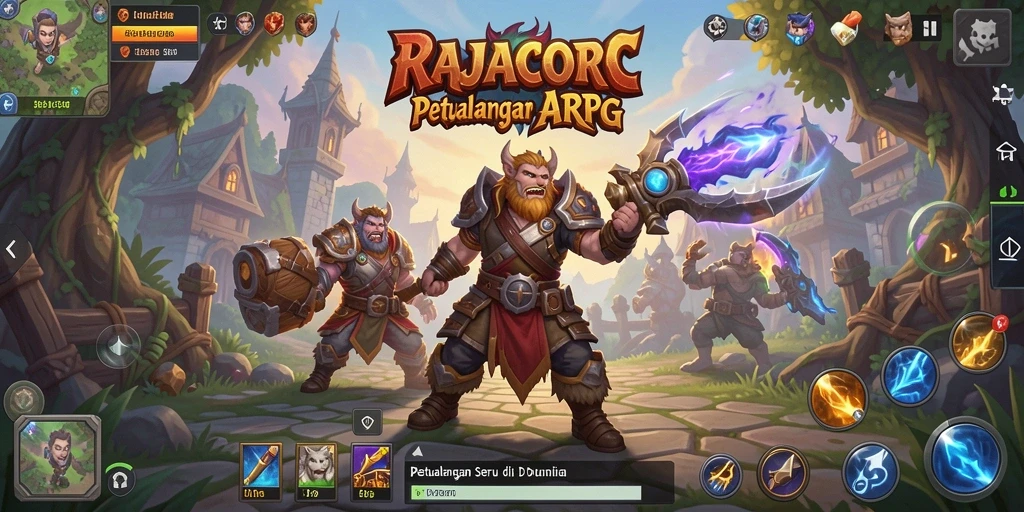 Tampilan aksi seru di dunia ARPG RAJACORC.