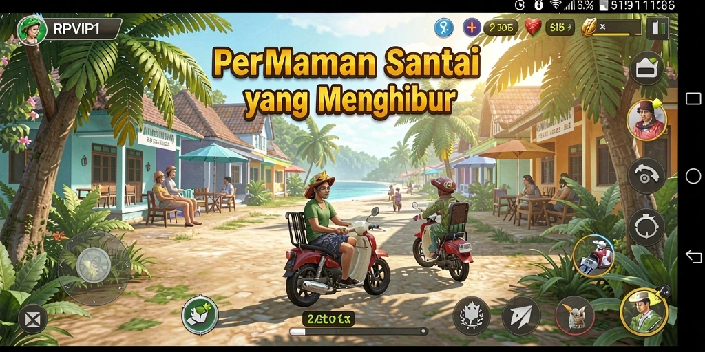Screenshot gameplay RPVIP1 yang menyenangkan dan penuh warna.