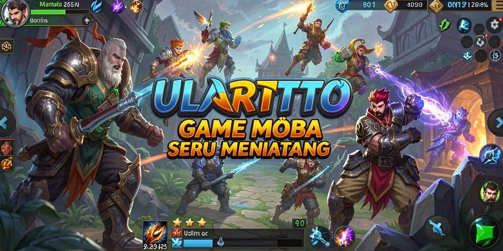 Tampilan seru dari gameplay ULARTOTO di arena MOBA.