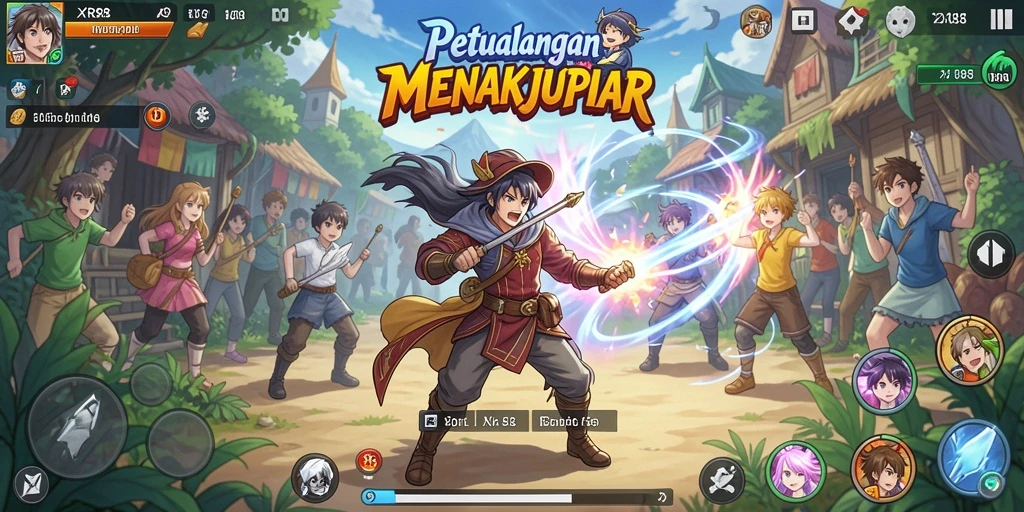 Tangkapan layar XR88 menampilkan pertarungan karakter anime yang epik.