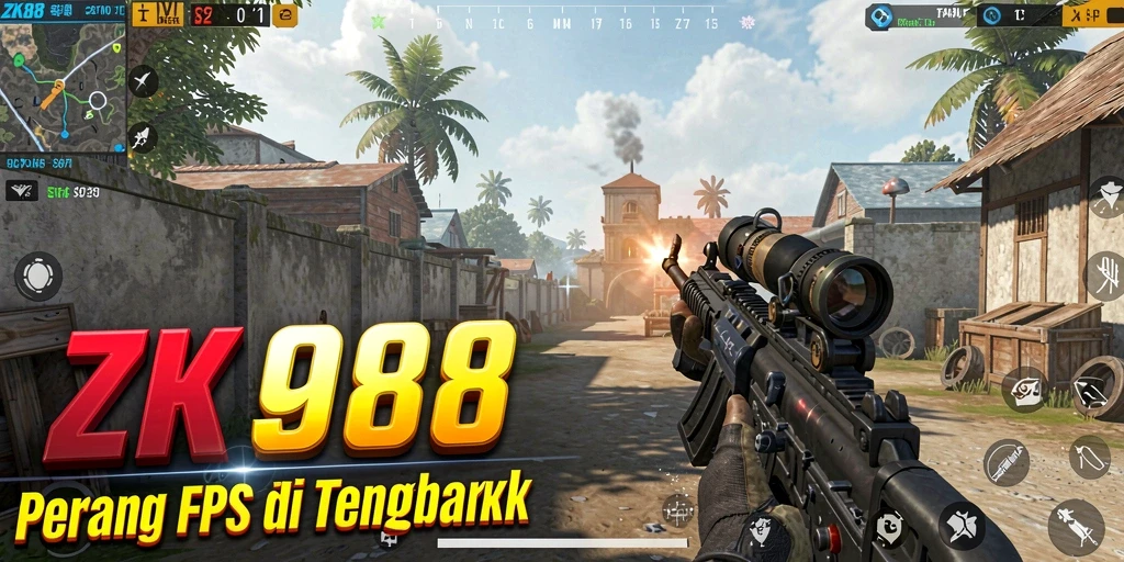 Screenshot ZK988 menunjukkan aksi tembak-menembak yang intens dan mendebarkan.