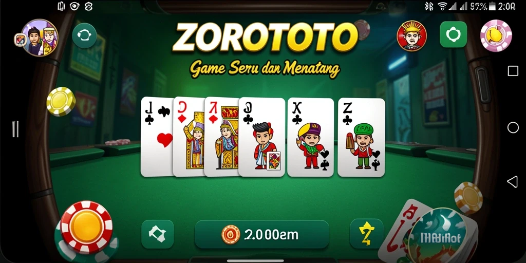 Tampilan gameplay seru ZOROTOTO dengan berbagai mode Domino.