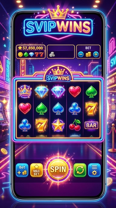 Tampilan aplikasi svipwins di perangkat Android.
